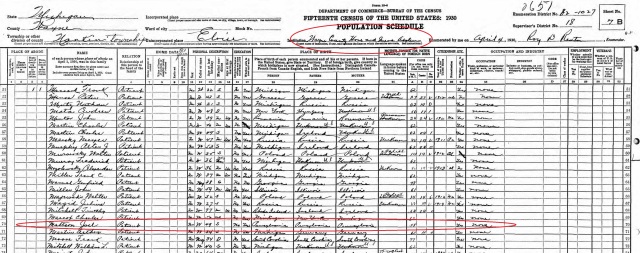 Mattson_Joel O 1930 Census Eloise Michigan edited